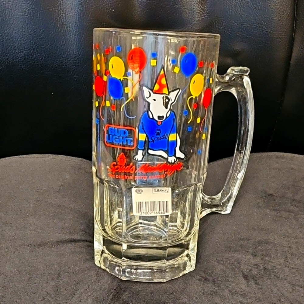 Libbey Gilbraltar Bud Light Spuds MacKenzie Glass Mug Vintage